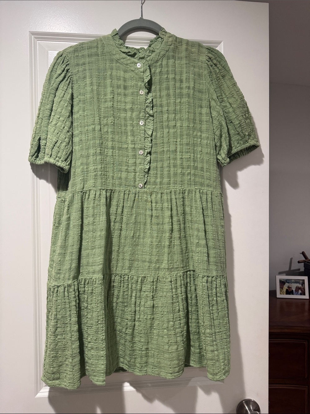 Velvet by Graham & Spencer Sage Green Textured Tiered Dress
